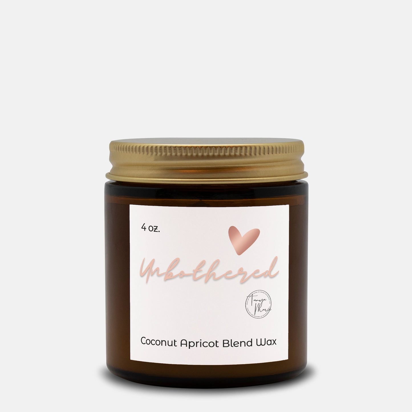Tanya Marie Signature Heart Unbothered Candle Amber Jar 4oz.