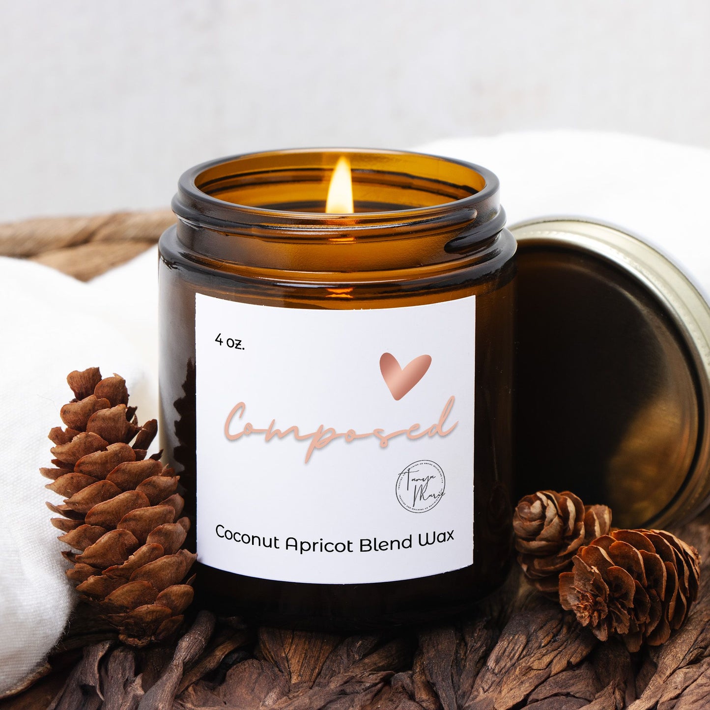 Tanya Marie Signature Composed Candle Amber Jar 4oz.