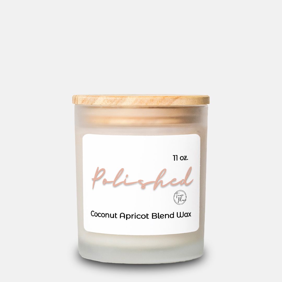 Tanya Marie "Polished" Candle Frosted Glass Hand Poured 11 oz.