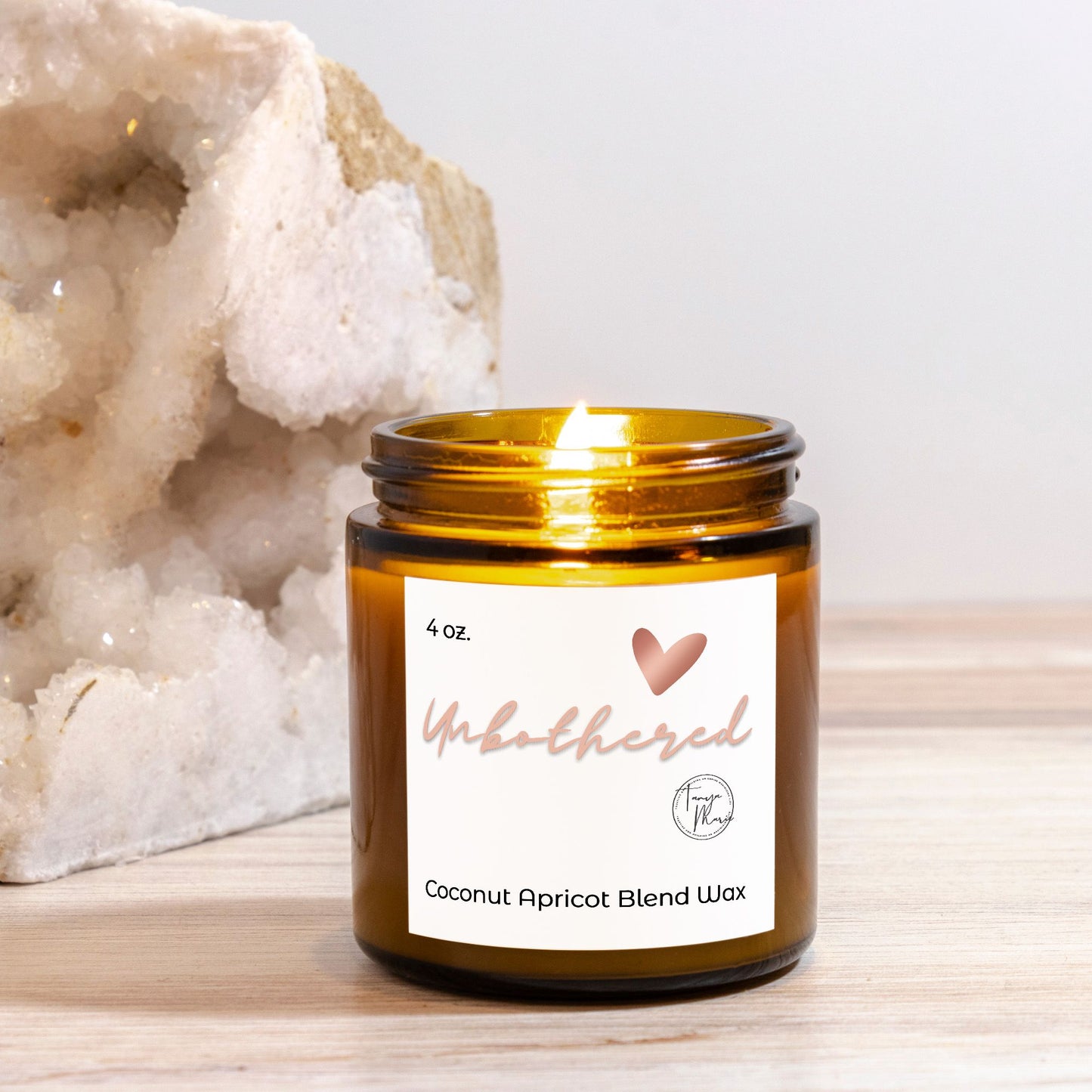 Tanya Marie Signature Heart Unbothered Candle Amber Jar 4oz.