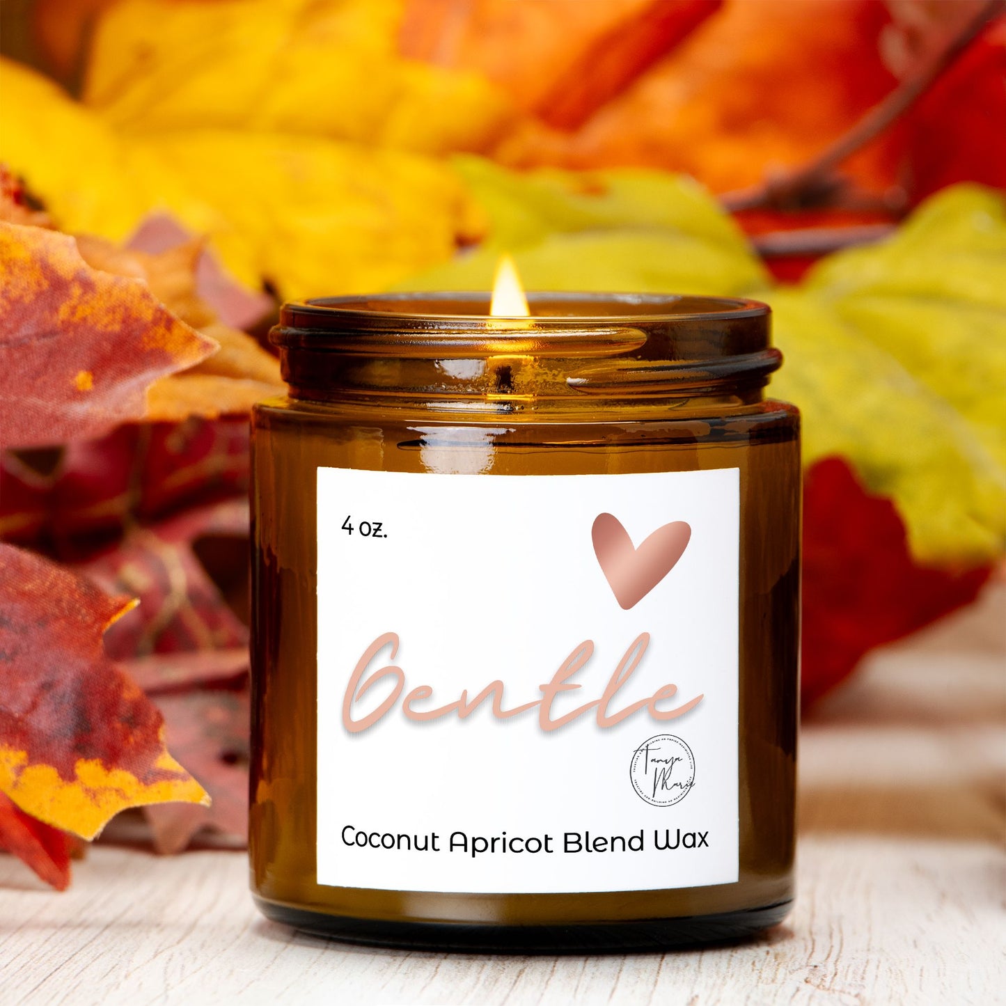 Tanya Marie Signature Heart Gentle Candle Amber Jar 4oz.