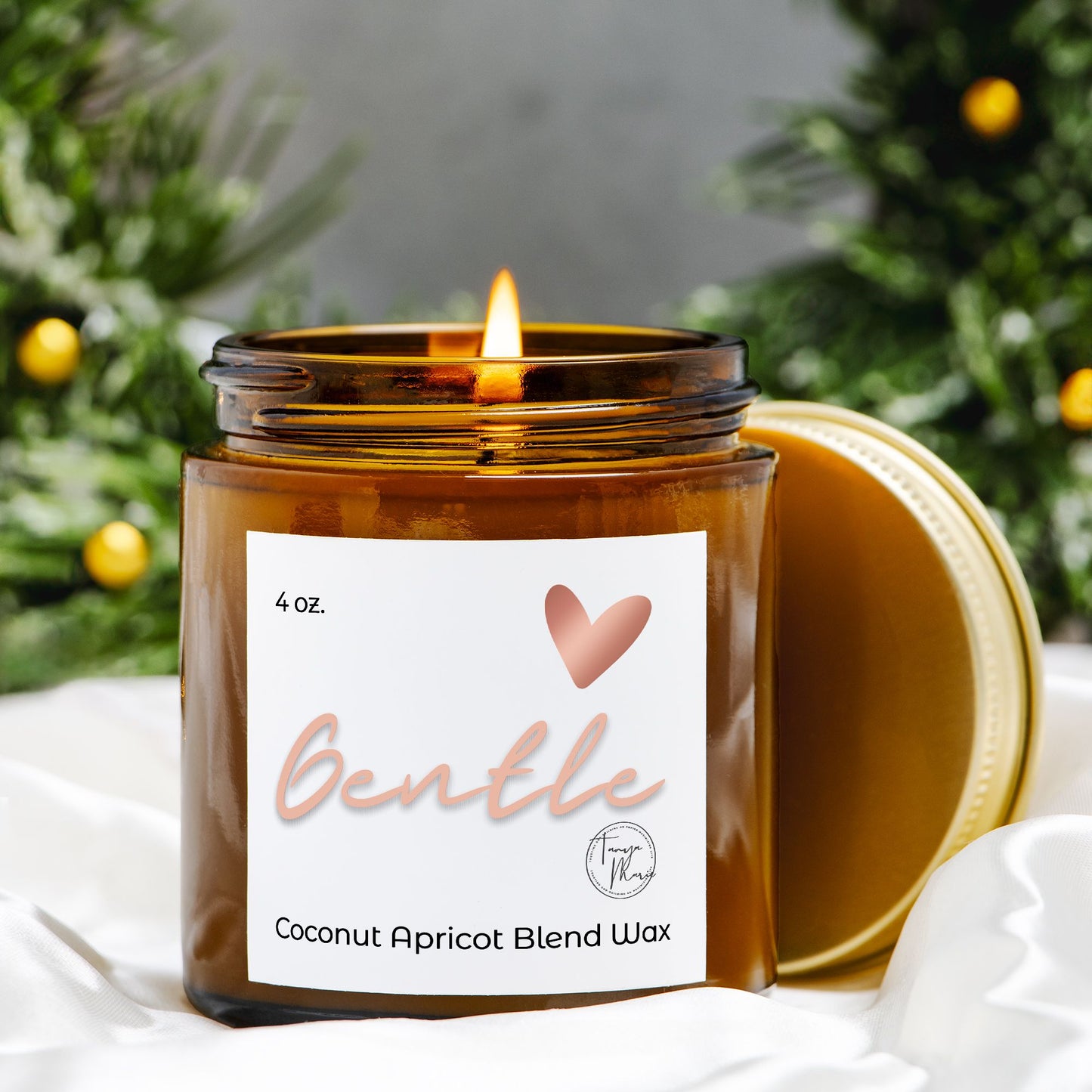 Tanya Marie Signature Heart Gentle Candle Amber Jar 4oz.