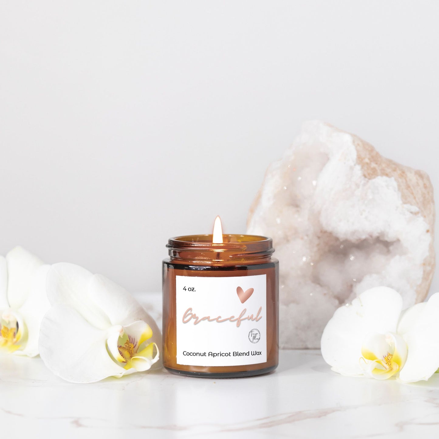 Tanya Marie Signature Heart Graceful Candle Amber Jar 4oz.